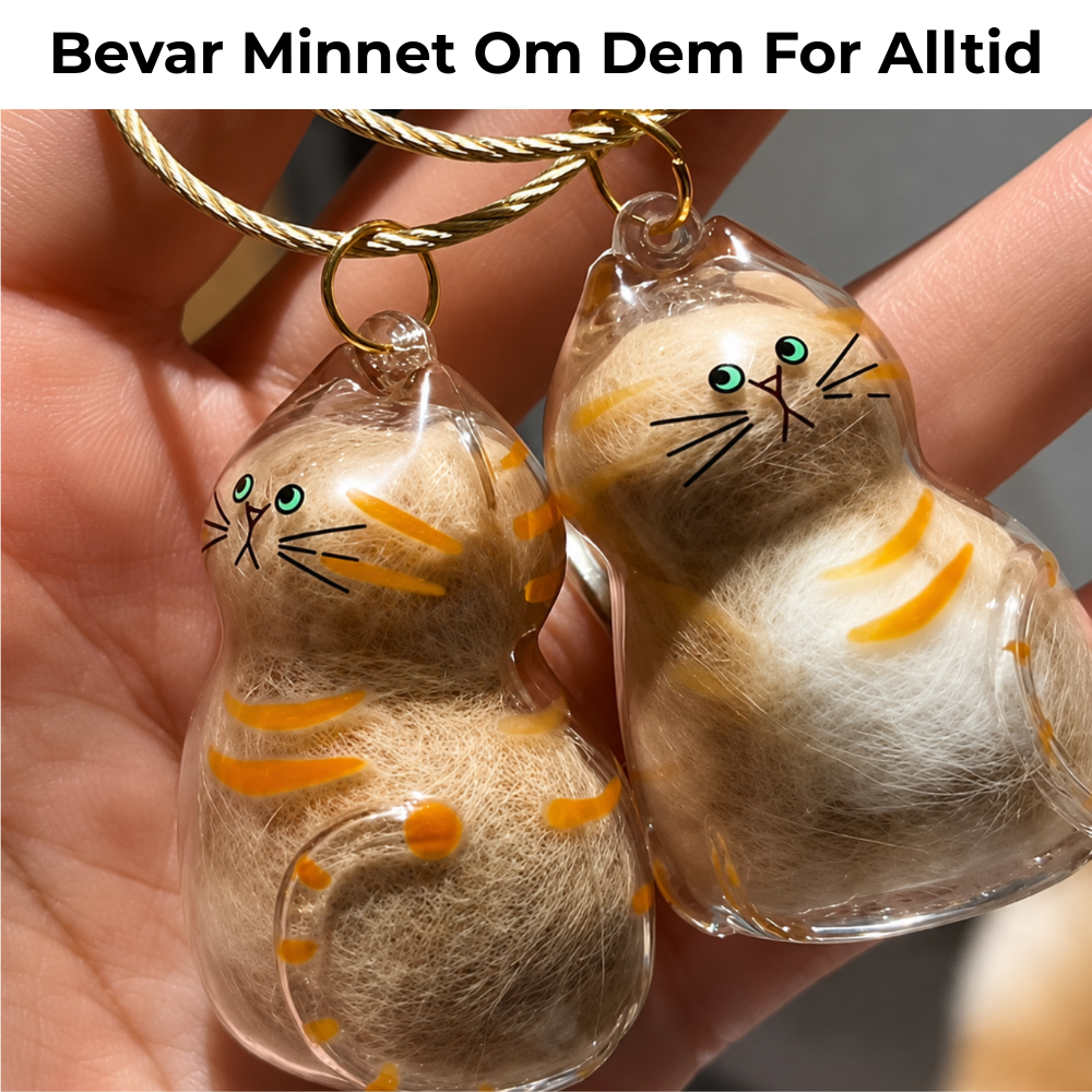 Pels-minne™ (Katt) - Nøkkelring Med Ekte Pels Fra Katten Din