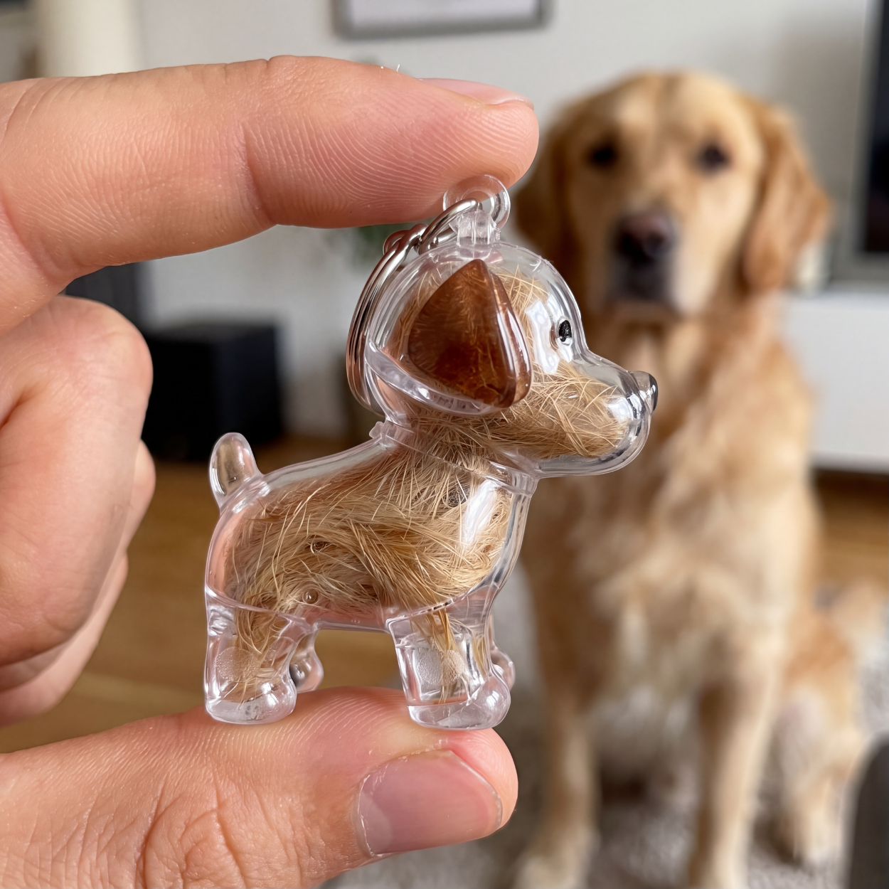 Pels-minne™ - Nøkkelring Med Ekte Pels Fra Hunden Din